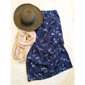 Silky Blue Floral Maxi Skirt, Worthington, Size 8